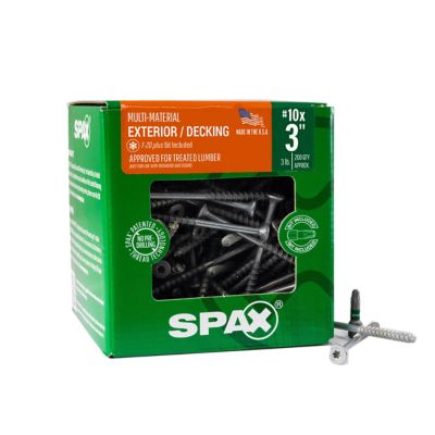 SPAX 10 x 3in. Exterior Wood Deck Screws Construction Flat Head T-Star Plus (200 EA) 3 LB Bit Included