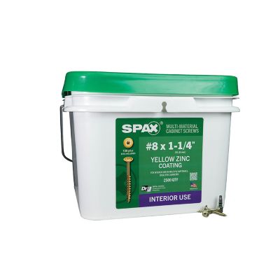 SPAX 8 x 1-1/4in. Interior Cabinet Wood Screws Construction Wafer Head T-Star Plus (2500 EA) Bulk Pail Includes 4 Bits