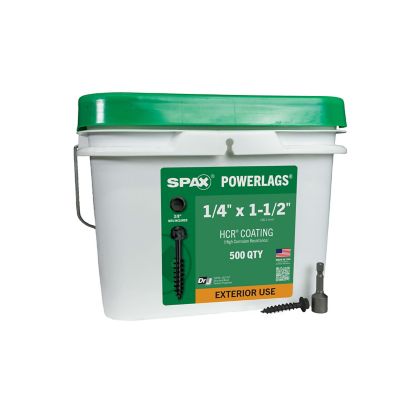 SPAX 1/4 x 1-1/2in. Exterior Structural Wood Lag Screws Powerlags Hex Head Hex (500 EA) Bulk Pail Includes 2 Bits
