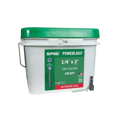 SPAX 1/4 x 2in. Interior Structural Wood Lag Screws Powerlags Hex Head Hex (500 EA) Bulk Pail Includes 2 Bits