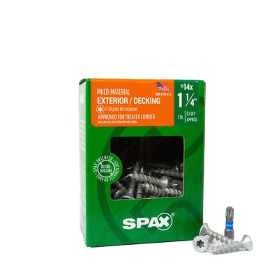 SPAX 14 x 1-1/4in. Exterior Wood Deck Screws Construction Flat Head T-Star Plus (97 EA) Bit Included