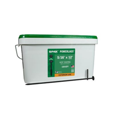 SPAX 5/16 x 12in. Exterior Structural Wood Lag Screws Powerlags Washer Head T-Star (150 EA) Bulk Pail Bit Included