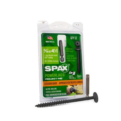SPAX 5/16 x 4-1/2in. Exterior Structural Wood Lag Screws Powerlags Washer Head T-Star (12 EA) Bit Included