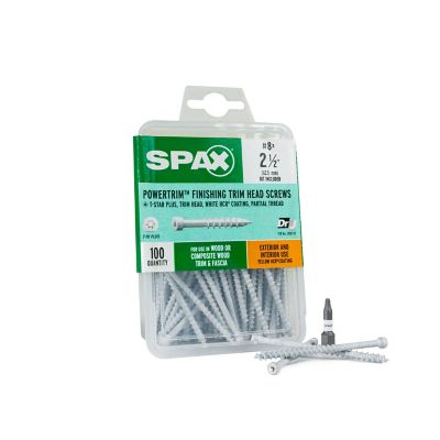 SPAX 8 x 2-1/2in. Exterior / Interior Finish Partial Thread Powertrim Trim Head T-Star Plus (100 EA) Bit Included