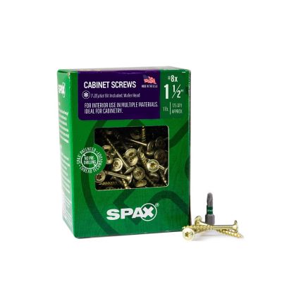 SPAX 8 x 1-1/2in. Interior Cabinet Wood Screws Construction Wafer Head T-Star Plus (175 EA) Bit Included