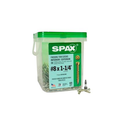 SPAX 8 x 1-1/4in. Exterior / Interior Finish Partial Thread Powertrim Trim Head T-Star Plus (425 EA) Pail Bit Included