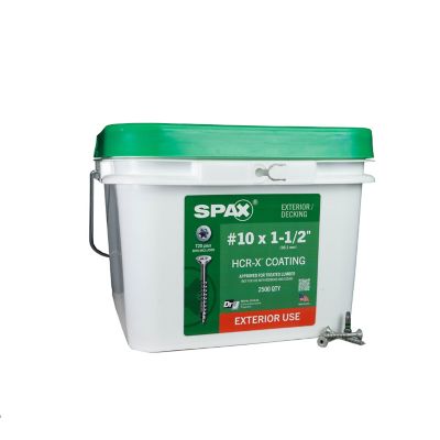 SPAX 10 x 1-1/2in. Exterior Wood Deck Screws Construction Flat Head T-Star Plus (2500 EA) Bulk Pail Includes 2 Bits