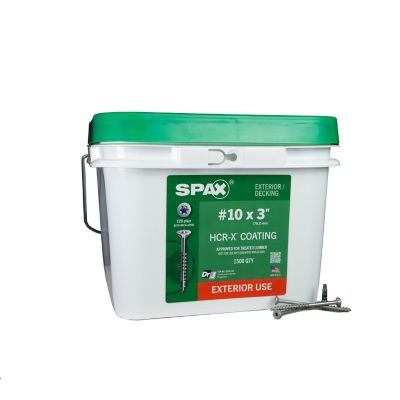 SPAX 10 x 3in. Exterior Wood Deck Screws Construction Flat Head T-Star Plus (1500 EA) Bulk Pail Includes 2 Bits