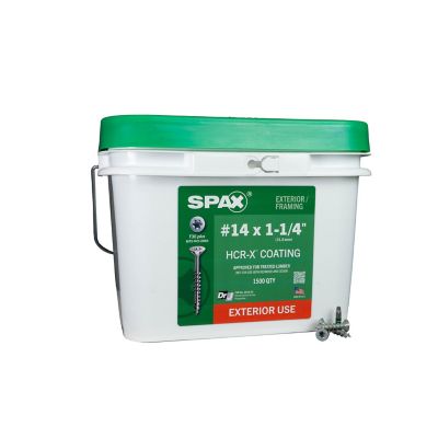 SPAX 14 x 1-1/4in. Exterior Wood Deck Screws Construction Flat Head T-Star Plus (1500 EA) Bulk Pail Includes 2 Bits