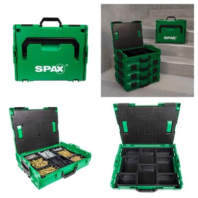 SPAX L-Boxx Heavy-Duty Portable Storage Case & Parts Organizer 8 Compartments for Screws, Hardware & Small Tools