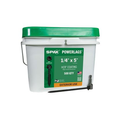SPAX 1/4 x 5in. Exterior Structural Wood Lag Screws Powerlags Hex Head Hex (500 EA) Bulk Pail Includes 2 Bits