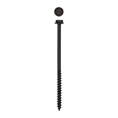 Image showing  1/4 x 5in. Exterior Structural Wood Lag Screws Powerlags Hex Head Hex (500 EA) Bulk Pail Includes 2 Bits