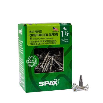 Image showing 0 th SPAX 8 x 1-1/4in. Interior Wood Screws Construction Flat Head Phillips Square Unidrive (240 EA) Bit Included