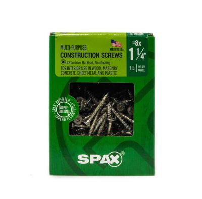 Image showing 7 th SPAX 8 x 1-1/4in. Interior Wood Screws Construction Flat Head Phillips Square Unidrive (240 EA) Bit Included