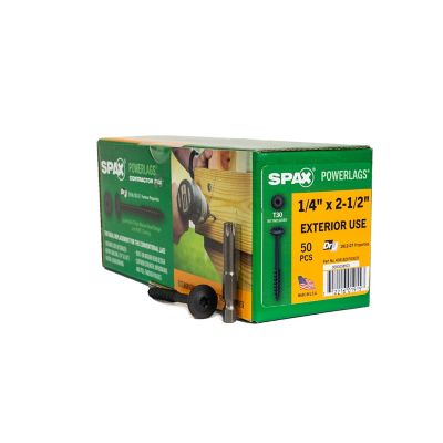 SPAX 1/4 x 2-1/2in. Exterior Structural Wood Lag Screws Powerlags Washer Head T-Star (50 EA) Bit Included