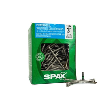 SPAX 10 x 3in. Exterior 304 Stainless Steel Wood Deck Screws Powerdeck Trim Head T?Star Plus, 330 pk.