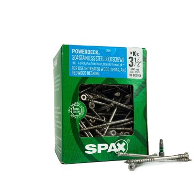 SPAX 10 x 3.5in. Exterior 304 Stainless Steel Wood Deck Screws Powerdeck Trim Head T?Star Plus, 285 pk.