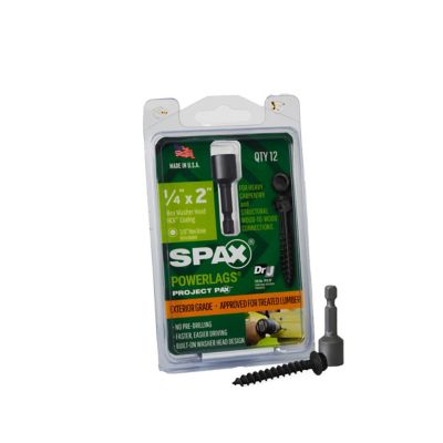 SPAX 1/4 x 2in. Exterior Structural Wood Lag Screws Powerlags Hex Head Hex (12 EA) Bit Included