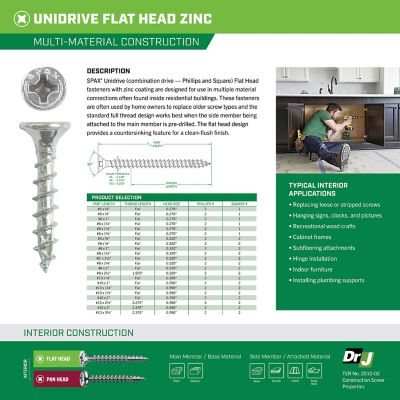 Image showing 2 th SPAX 6 x 1in. Interior Wood Screws Construction Flat Head Phillips Square Unidrive (384 EA) Bit Included