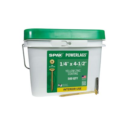 SPAX 1/4 x 4-1/2in. Interior Structural Wood Lag Screws Powerlags Washer Head T-Star (500 EA) Bulk Pail Includes 2 Bits