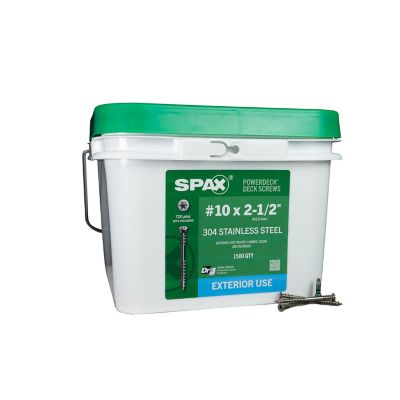 SPAX 10 x 2.5in. Exterior 304 Stainless Steel Wood Deck Screws Powerdeck Trim T?Star, 1500 pk.