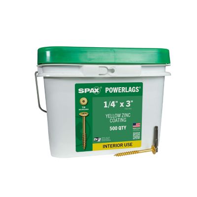 SPAX 1/4 x 3in. Interior Structural Wood Lag Screws Powerlags Washer Head T-Star (500 EA) Bulk Pail Includes 2 Bits