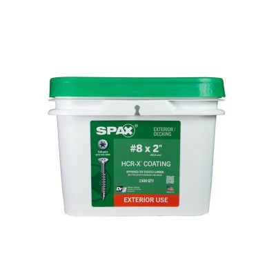 Image showing 6 th SPAX 8 x 2in. Exterior Wood Deck Screws Construction Flat Head T-Star Plus (1500 EA) Bulk Pail Includes 2 Bits