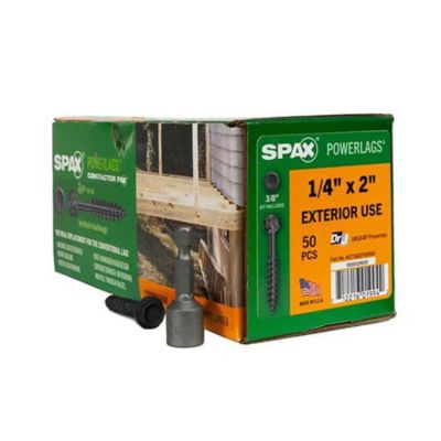 SPAX 1/4 x 2in. Exterior Structural Wood Lag Screws Powerlags Hex Head Hex (50 EA) Bit Included