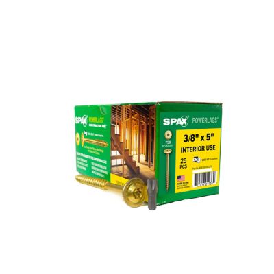SPAX 3/8 x 5in. Interior Structural Wood Lag Screws Powerlags Washer Head T-Star (25 EA) Bit Included