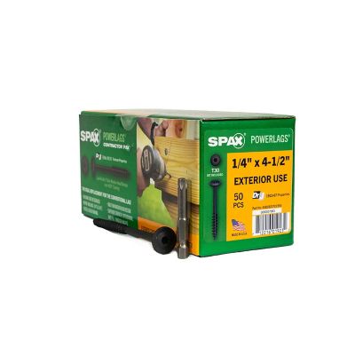 SPAX 1/4 x 4-1/2in. Exterior Structural Wood Lag Screws Powerlags Washer Head T-Star (50 EA) Bit Included