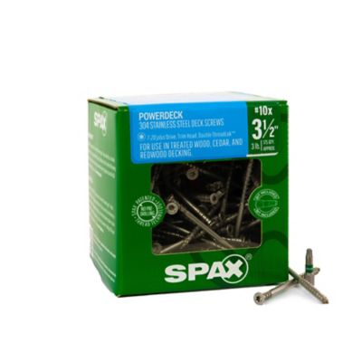 SPAX 10 x 3.5in. Exterior 304 Stainless Steel Wood Deck Screws Powerdeck Trim Head T?Star Plus, 175 pk.