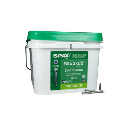 SPAX 8 x 2-1/2in. Interior Wood Screws Construction Flat Head Phillips Square Unidrive (1500 EA) Bulk Pail Includes 2 Bits