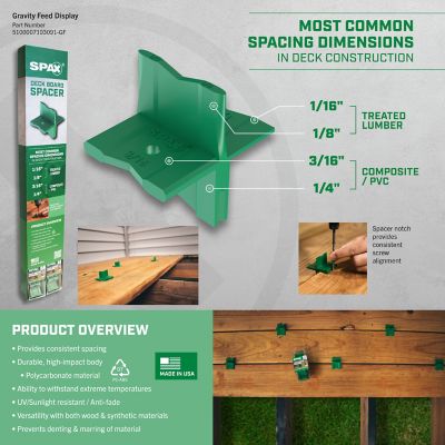 Image showing  Wood and Deck Board Spacer Measurement Tool - Ensures Quick, Consistent Gaps for Easy Installation, 3 pk.