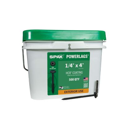 SPAX 1/4 x 4in. Exterior Structural Wood Lag Screws Powerlags Washer Head T-Star (500 EA) Bulk Pail Includes 2 Bits