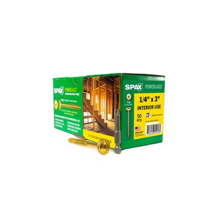 Image showing  1/4 x 3in. Interior Structural Wood Lag Screws Powerlags Washer Head T-Star (50 EA) Bit Included