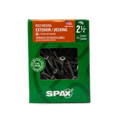 Image showing 6 th SPAX 9 x 2-1/2in. Exterior Wood Deck Screws Construction Flat Head T-Star Plus (109 EA) Bit Included