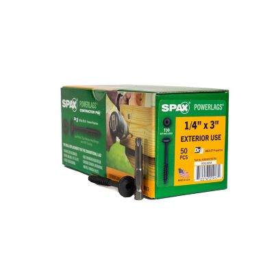 SPAX 1/4 x 3in. Exterior Structural Wood Lag Screws Powerlags Washer Head T-Star (50 EA) Bit Included