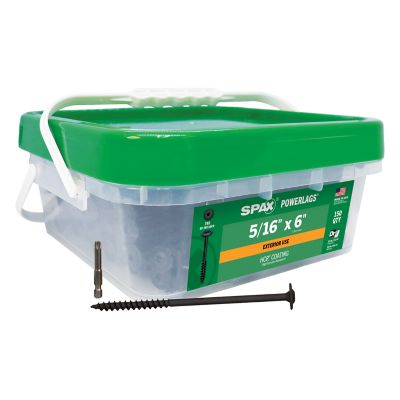SPAX 5/16 x 6in. Exterior Structural Wood Lag Screws Powerlags Washer Head T-Star (150 EA) Bulk Mini Bit Included