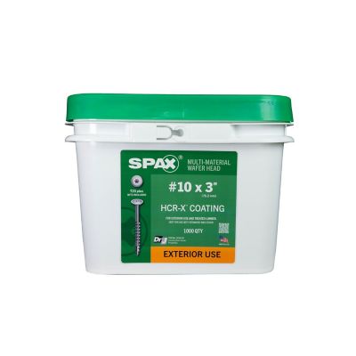 Image showing 6 th SPAX 10 x 3in. Exterior Wood Deck Screws Construction Wafer Head T-Star Plus (1000 EA) Bulk Pail Includes 2 Bits