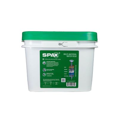 Image showing 7 th SPAX 10 x 3in. Exterior Wood Deck Screws Construction Wafer Head T-Star Plus (1000 EA) Bulk Pail Includes 2 Bits