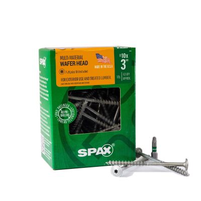 SPAX 10 x 3in. Exterior Wood Deck Screws Construction Wafer Head T-Star Plus (63 EA) Bit Included