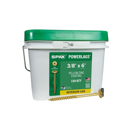 SPAX 3/8 x 6in. Interior Structural Wood Lag Screws Powerlags Washer Head T-Star (150 EA) Bulk Pail Bit Included