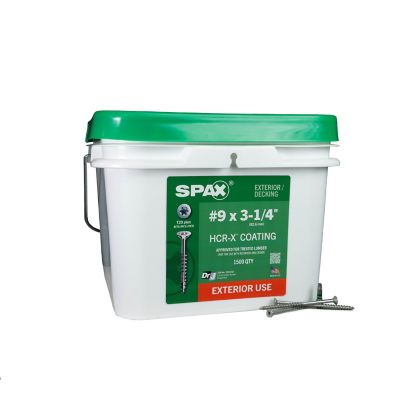 SPAX 9 x 3-1/4in. Exterior Wood Deck Screws Construction Flat Head T-Star Plus (1500 EA) Bulk Pail Includes 2 Bits