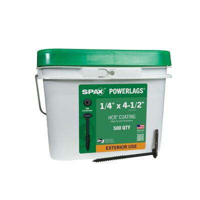 SPAX 1/4 x 4-1/2in. Exterior Structural Wood Lag Screws Powerlags Washer Head T-Star (500 EA) Bulk Pail Includes 2 Bits