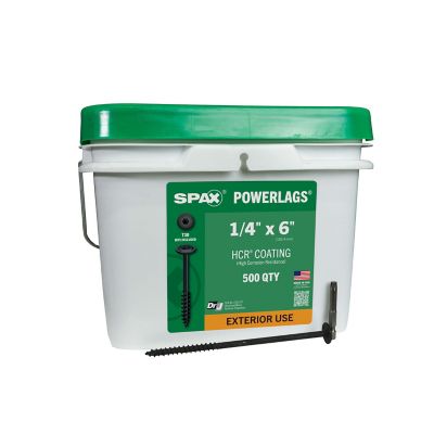 SPAX 1/4 x 6in. Exterior Structural Wood Lag Screws Powerlags Washer Head T-Star (500 EA) Bulk Pail Includes 2 Bits