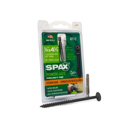 SPAX 1/4 x 4-1/2in. Exterior Structural Wood Lag Screws Powerlags Washer Head T-Star (12 EA) Bit Included