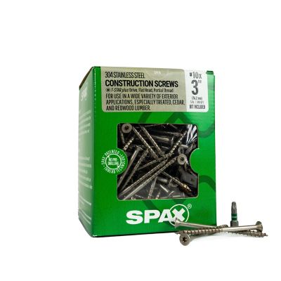 SPAX 10 x 3in. Exterior 304 Stainless Steel Wood Deck Screws Construction Flat Head T-Star Plus (340 EA) 5 LB Bit Included