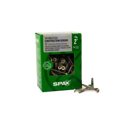 SPAX 9 x 2in. Exterior 304 Stainless Steel Wood Deck Screws Construction Flat Head T-Star Plus (125 EA) Bit Included