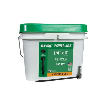 SPAX 1/4 x 6in. Exterior Structural Wood Lag Screws Powerlags Hex Head Hex (500 EA) Bulk Pail Includes 2 Bits