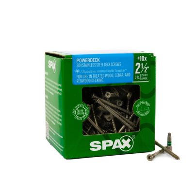 SPAX 10 x 2.5in. Exterior 304 Stainless Steel Wood Deck Screws Powerdeck Trim Head T?Star Plus, 250 pk.